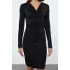 Women Fashion Stylish Mini Length Cowl Neck Fitted Bodycone Plain Knitted Dress
