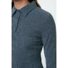 Women Fashion Stylish Maxi Length Polo Neck Fitted Plain Bodycone Textured Button Detail Knitted Dress