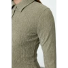 Women Fashion Stylish Maxi Length Polo Neck Fitted Plain Bodycone Textured Button Detail Knitted Dress