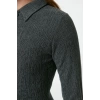 Women Fashion Stylish Maxi Length Polo Neck Fitted Plain Bodycone Textured Button Detail Knitted Dress