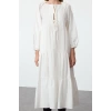 Women Fashion Stylish Midi Length Crew Neck Regular Comfortable Pattern Bow Woven Dress