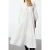 Women Fashion Stylish Midi Length Crew Neck Regular Comfortable Pattern Bow Woven Dress