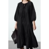 Women Fashion Stylish Midi Length Crew Neck Regular Comfortable Pattern Bow Woven Dress