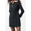 Women Fashion Stylish Mini Length Stand Collar Regular A Cut Adjustable Waist Woven Dress