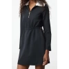 Women Fashion Stylish Mini Length Stand Collar Regular A Cut Adjustable Waist Woven Dress