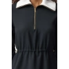 Women Fashion Stylish Mini Length Stand Collar Regular A Cut Adjustable Waist Woven Dress