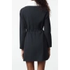 Women Fashion Stylish Mini Length Stand Collar Regular A Cut Adjustable Waist Woven Dress