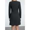Women Fashion Stylish Mini Length Crew Neck Regular Straight Cut Cuff Detailed Woven Dress
