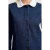 Women Fashion Stylish Mini Length Shirt Collar Denim Pleated Dress