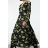 Women Fashion Stylish Midi Length Double Breasted Regular Floral Patterned A-Line Collar Woven Dress