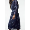 Women Fashion Stylish Midi Length Stand Collar Regular Floral A Cut Woven Winter Dress