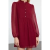 Women Fashion Stylish Mini Length Stand Collar Regular Waist Open Woven Winter Dress