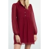 Women Fashion Stylish Mini Length Stand Collar Regular Waist Open Woven Winter Dress