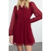 Women Fashion Stylish Mini Length Stand Collar Regular Waist Open Woven Winter Dress