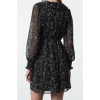Women Fashion Stylish Mini Length Double Breasted Regular A Cut Geometric Patterned Ruffle Chiffon Woven Dress
