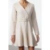 Women Fashion Stylish Mini Length Double Breasted Regular Skirt Flounce Tweed Woven Dress