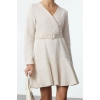 Women Fashion Stylish Mini Length Double Breasted Regular Skirt Flounce Tweed Woven Dress