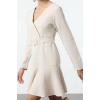 Women Fashion Stylish Mini Length Double Breasted Regular Skirt Flounce Tweed Woven Dress