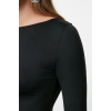 Women Fashion Stylish Midi Length Boat Neck Slim Plain Bodycone Fitted Polyamide Knit Dress