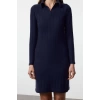 Women Fashion Stylish Mini Length Polo Neck Slim Fitted Bodycon Corduroy Knit Dress