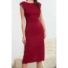 Women Fashion Stylish Midi Length Crew Neck Regular Plain Pattern Woven Dress