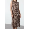 Women Fashion Stylish Midi Length Crew Neck Regular Plain Pattern Woven Dress