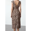 Women Fashion Stylish Midi Length Crew Neck Regular Plain Pattern Woven Dress