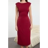 Women Fashion Stylish Midi Length Crew Neck Regular Plain Pattern Woven Dress