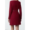 Women Fashion Stylish Mini Length Boat Neck Fitted Belted Bodycon Woven Dress