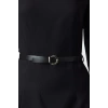 Women Fashion Stylish Mini Length Boat Neck Fitted Belted Bodycon Woven Dress