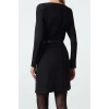 Women Fashion Stylish Mini Length Boat Neck Fitted Belted Bodycon Woven Dress