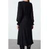 Womens Fashion Stylish Midi Length V Neck Regular Waist Open Corsage Detailed Woven Dress