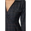 Women Fashion Stylish Mini Length Shirt Collar Regular Plaid A Cut Double Breasted Winter Woven Dress