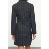 Women Fashion Stylish Mini Length Shirt Collar Regular Plaid A Cut Double Breasted Winter Woven Dress