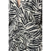 Womens Midi Length V Neck Fitted Animal Pattern Adjustable Collar Opening Gathered Skirt Woven Dress