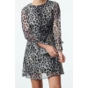 Kadın Moda Şık Mini Boy Bisiklet Yaka Regular Eteği Volanlı Leopar Desenli Dokuma Kışlık Elbise