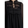 Women Fashion Stylish Mini Length Stand Collar Regular Ruffle Detailed Skirt Flounce Chiffon Woven Winter Dress
