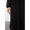 Women Fashion Stylish Midi Length V Neck Regular Ruffle Chiffon Woven Dress