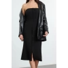 Women Fashion Stylish Midi Length Strapless Regular Woven Dress