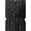 Women Fashion Stylish Mini Length Double Breasted Regular Polka Dot Patterned A Cut Collar Lined Chiffon Woven Dress