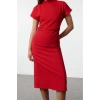 Women Fashion Stylish Midi Length Cowl Neck Regular A Cut Crepe Woven Dress