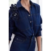 Women Fashion Stylish Regular Size Shirt Collar Regular Limited Edition Rose Detailed Denim Dress