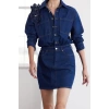 Women Fashion Stylish Regular Size Shirt Collar Regular Limited Edition Rose Detailed Denim Dress