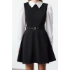Womens Fashion Stylish Mini Length Shirt Collar Regular Belted Waist Open Shirt Detailed Woven Dress