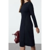 Women Fashion Stylish Midi Length Crew Neck Slim Plain Selanik Wrap Flexible Knitted Dress