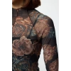 Women Fashion Stylish Maxi Length Stand Collar Slim Floral Ribbed Tulle Detailed Fitted Bodycon Knitted Dress
