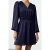 Women Fashion Stylish Mini Length V Neck Regular A Cut Satin Woven Dress