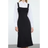 Women Fashion Stylish Mini Length Shirt Collar Regular Striped Shirt Detailed Body-Fitting Woven Dress