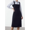 Women Fashion Stylish Mini Length Shirt Collar Regular Striped Shirt Detailed Body-Fitting Woven Dress