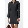 Women Fashion Stylish Mini Length Shirt Collar Regular A Cut Zipper Detailed Polyviscon Woven Dress